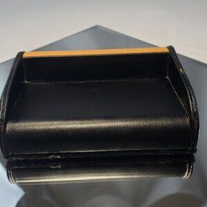 JCF Business Products Office Desk Card Holder Wood & Leather 4"